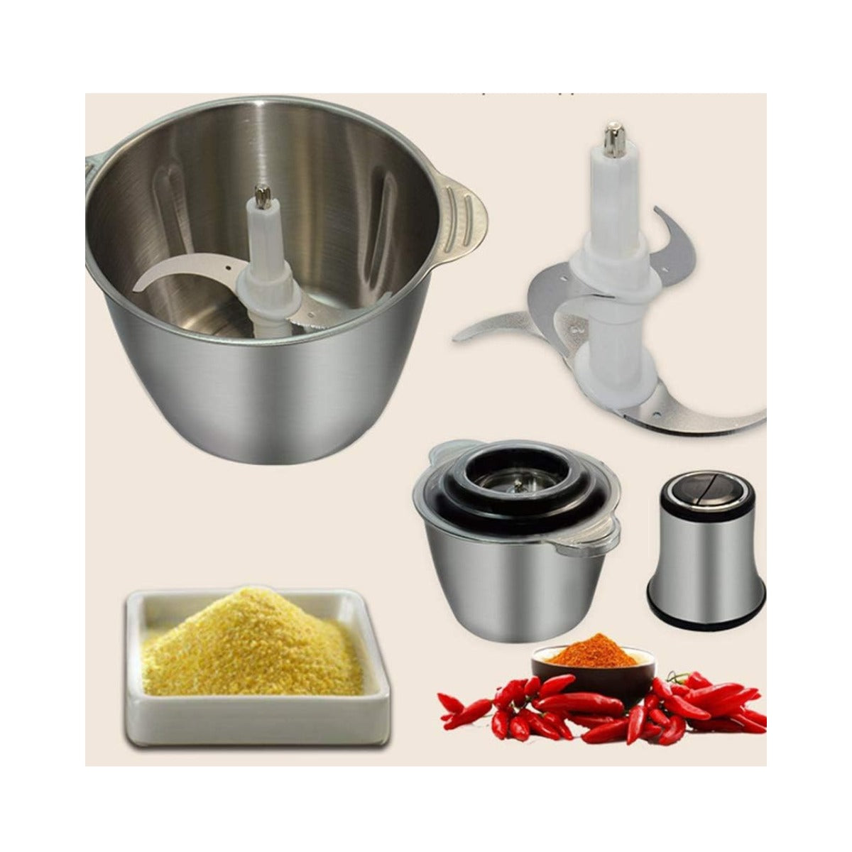 Picador Procesador de Alimentos Multifuncional 3 LITROS - 4 Hojas de Acero Inoxidable, Fácil de Limpiar, Compacto y Duradero!