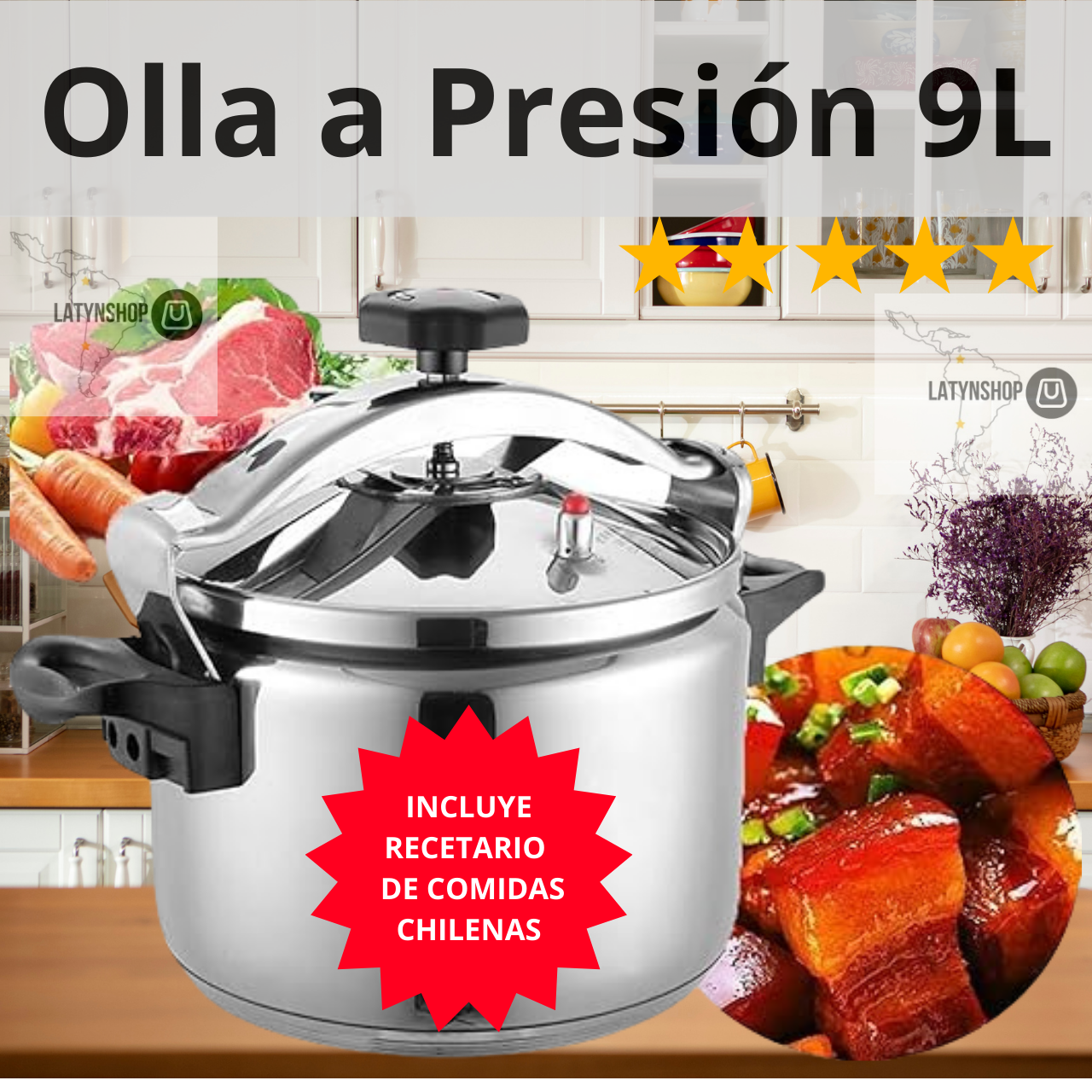 "¡Cocina como una profesional con la Olla a Presion de 9, 7 y 5 Litros de Aluminio de Alta Pureza: Rapidez, Seguridad y Sabor en Cada Plato! 🍲✨