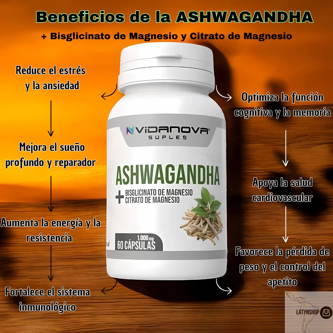 🌿Ashwagandha + Magnesio 1000mg 60 CAPS✨